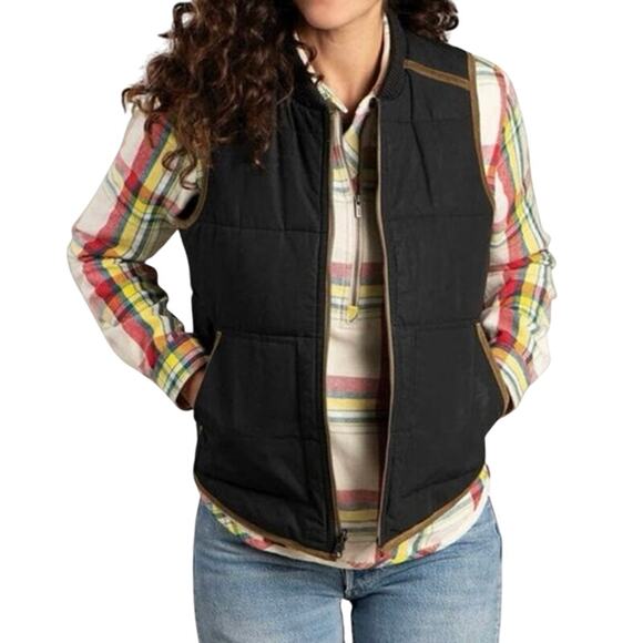 Toad & Co Sz L Mcway Reversible Black Puffer Vest Corduroy Zip Front Fall Cabin - Picture 1 of 10